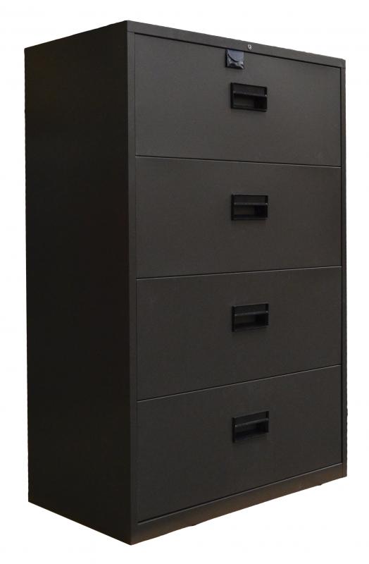 Charcoal Black Legal Lateral File Cabinet with Four Drawers